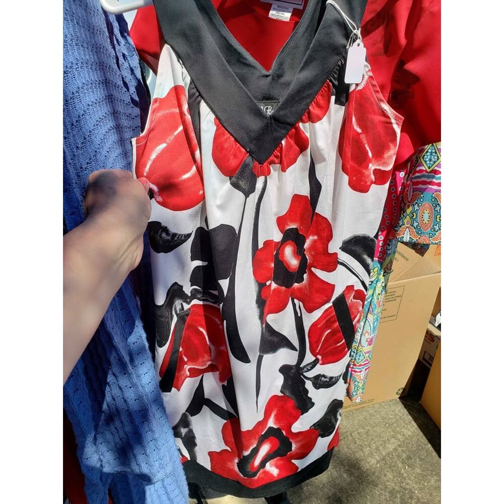 Pretty AGB Dress Poppy Floral V-Neck Sleeveless Dress - Size 12